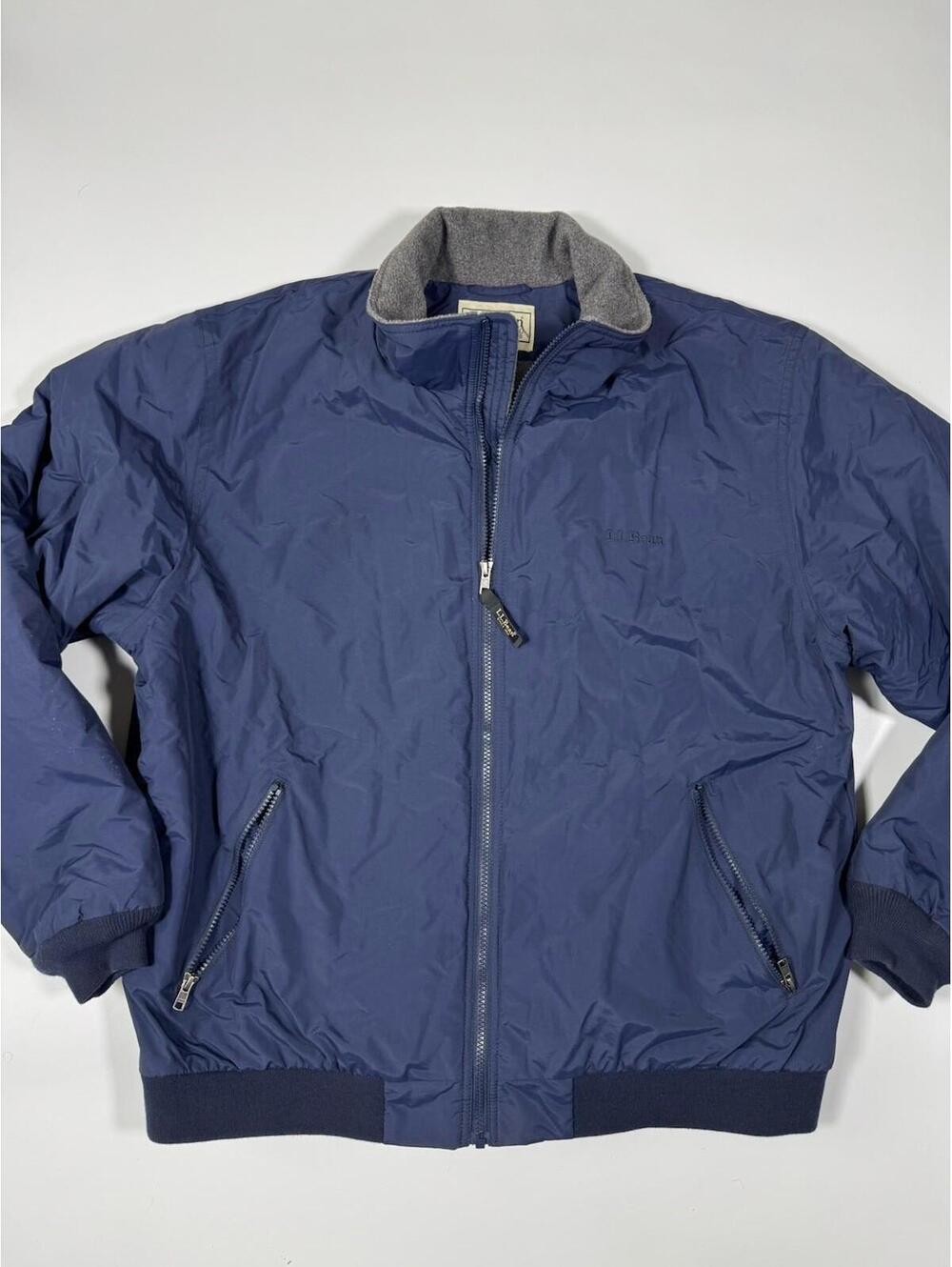 LL Bean Jacket Mens XL Blue Full Zip Thinsulate Fleece Lined Insulated Pockets